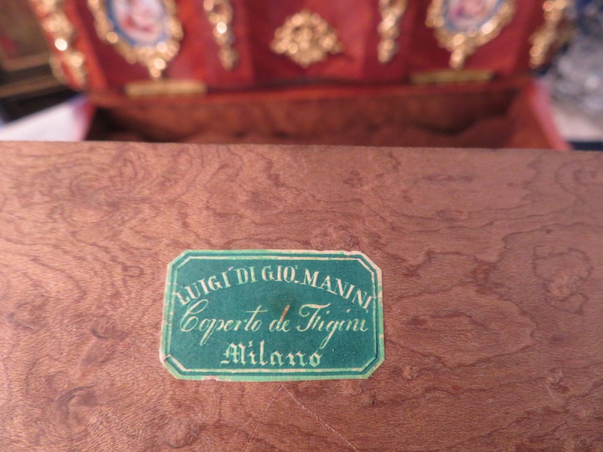 Writing Case In Rosewood Marquetry And Sévres Boulle Plaque, Napoleon III Period-photo-4
