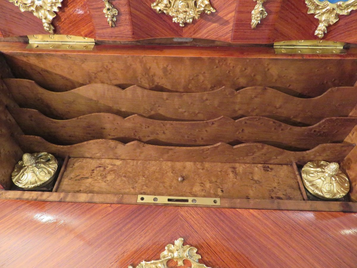 Writing Case In Rosewood Marquetry And Sévres Boulle Plaque, Napoleon III Period-photo-3