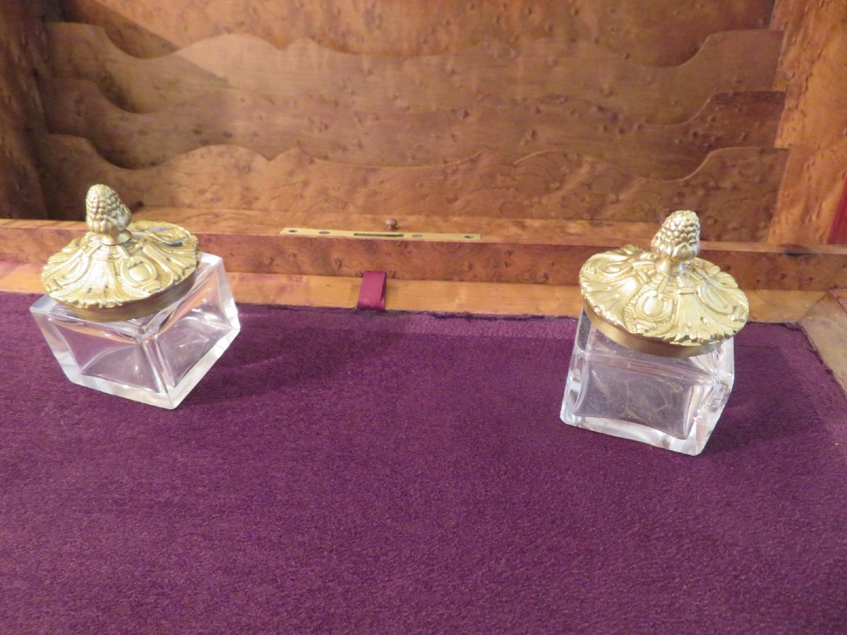 Writing Case In Rosewood Marquetry And Sévres Boulle Plaque, Napoleon III Period-photo-4