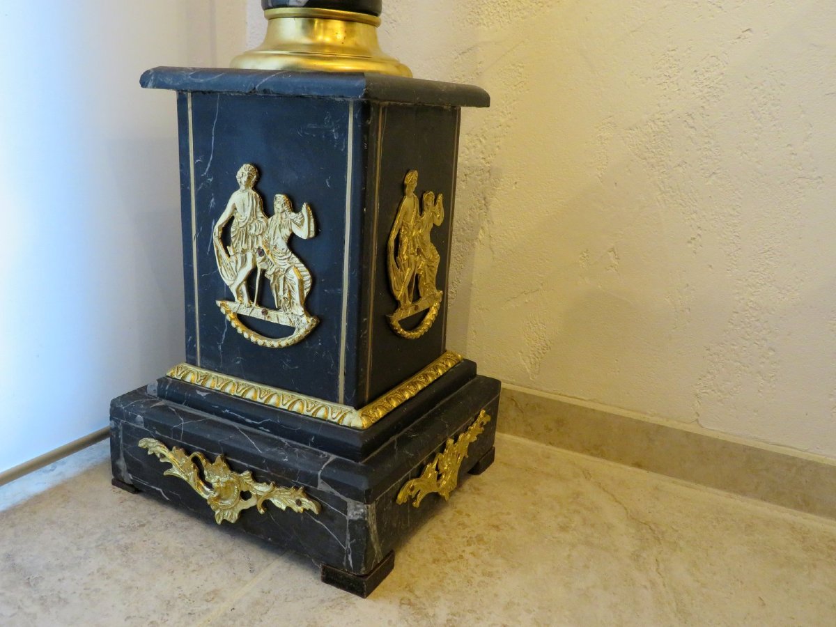 Colonne en Bronze et marbre Noir  époque XXeme 115cm-photo-2