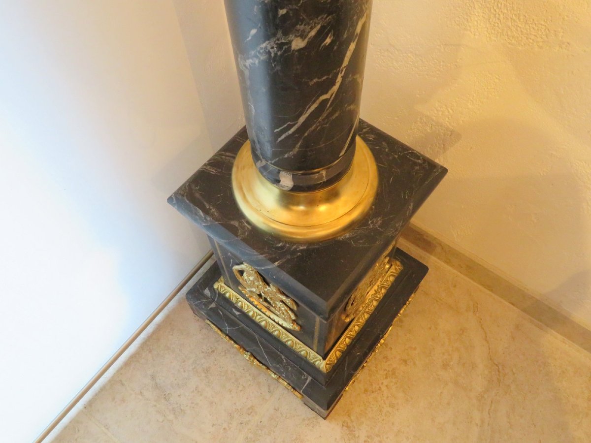 Colonne en Bronze et marbre Noir  époque XXeme 115cm-photo-7