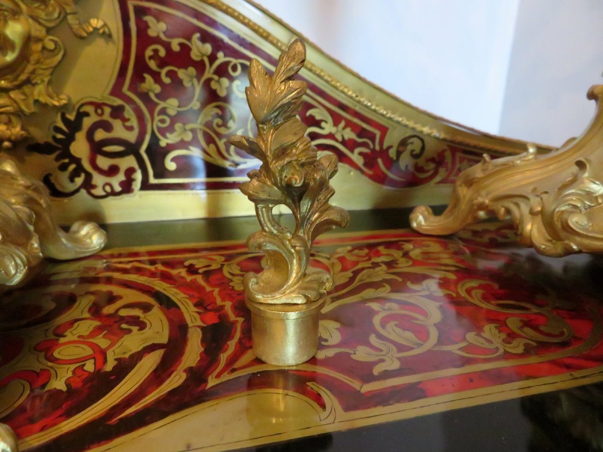 Paire de Candelabre en marqueterie Boulle et en Bronze époque Napoléon III 70cm-photo-2