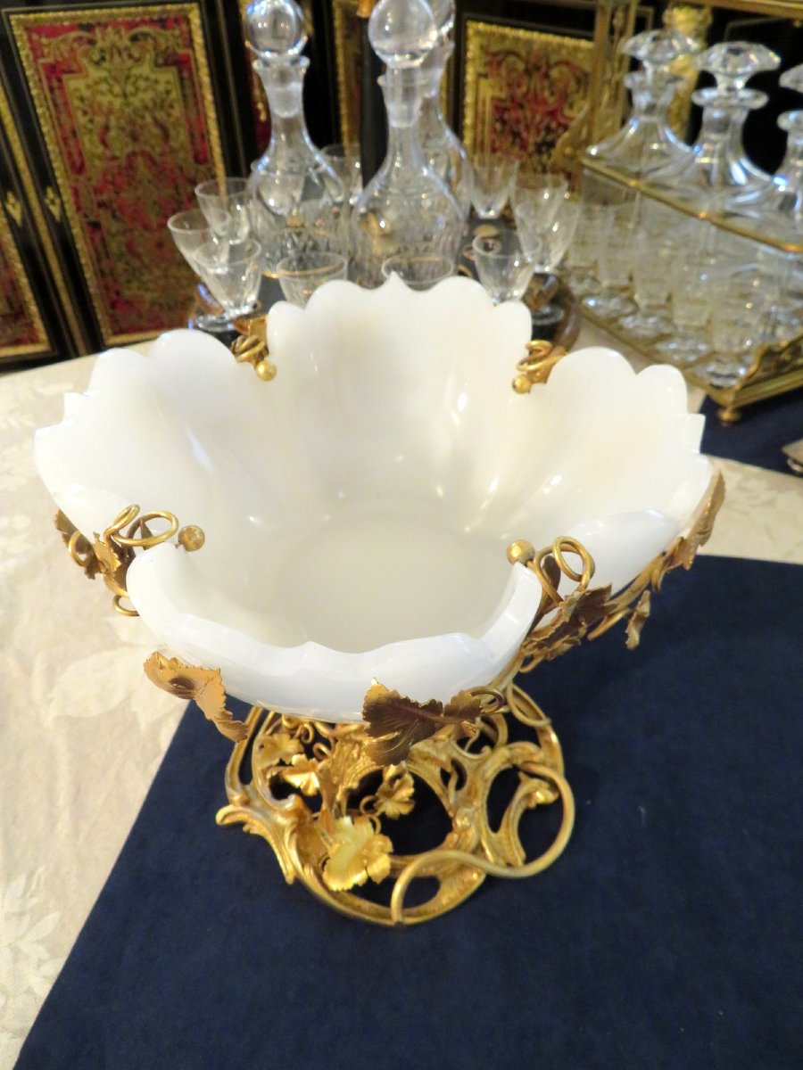  Cup Centerpiece In Gilt Bronze And Opaline 19th Century -photo-1