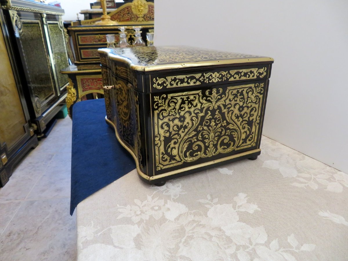 Stamped Tahan Cigar Box In Boulle Marquetry Napoleon III Period-photo-3