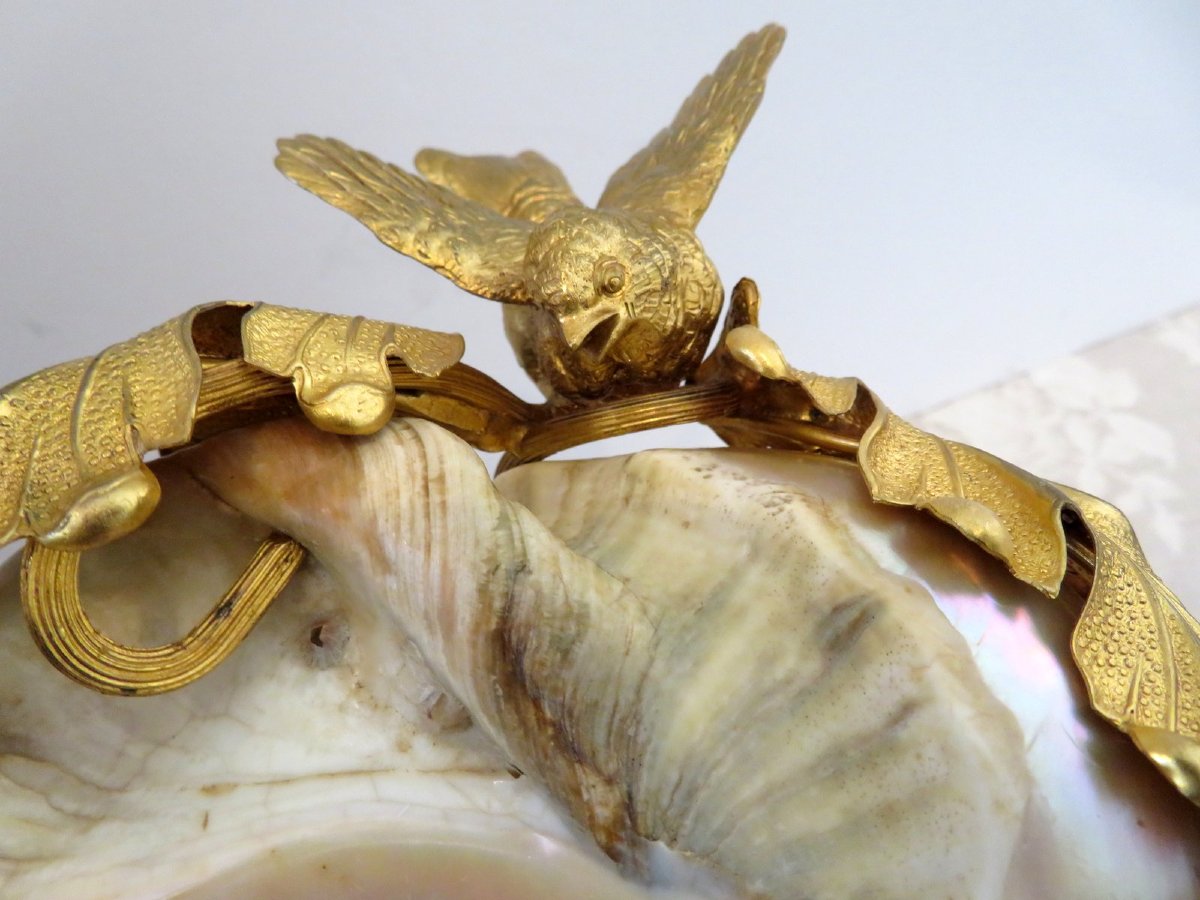 Shellfish And Gilt Bronze Cup  Trinket Dish Napoléon III 19th-photo-1