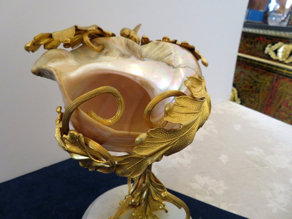 Shellfish And Gilt Bronze Cup  Trinket Dish Napoléon III 19th-photo-2