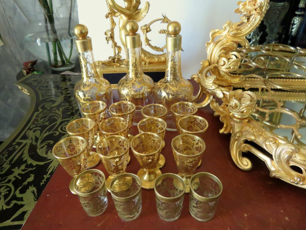 Golden Tantalus Box Cabinet Bronze Napoleon III Period 19th, Complete In Perfect Condition-photo-2