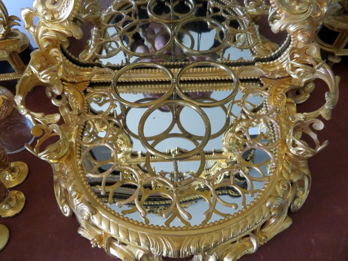 Golden Tantalus Box Cabinet Bronze Napoleon III Period 19th, Complete In Perfect Condition-photo-3