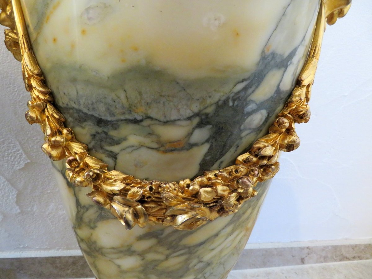  Large Pair Of Pots In Marble Napoleon III Perio 77 Cm-photo-4