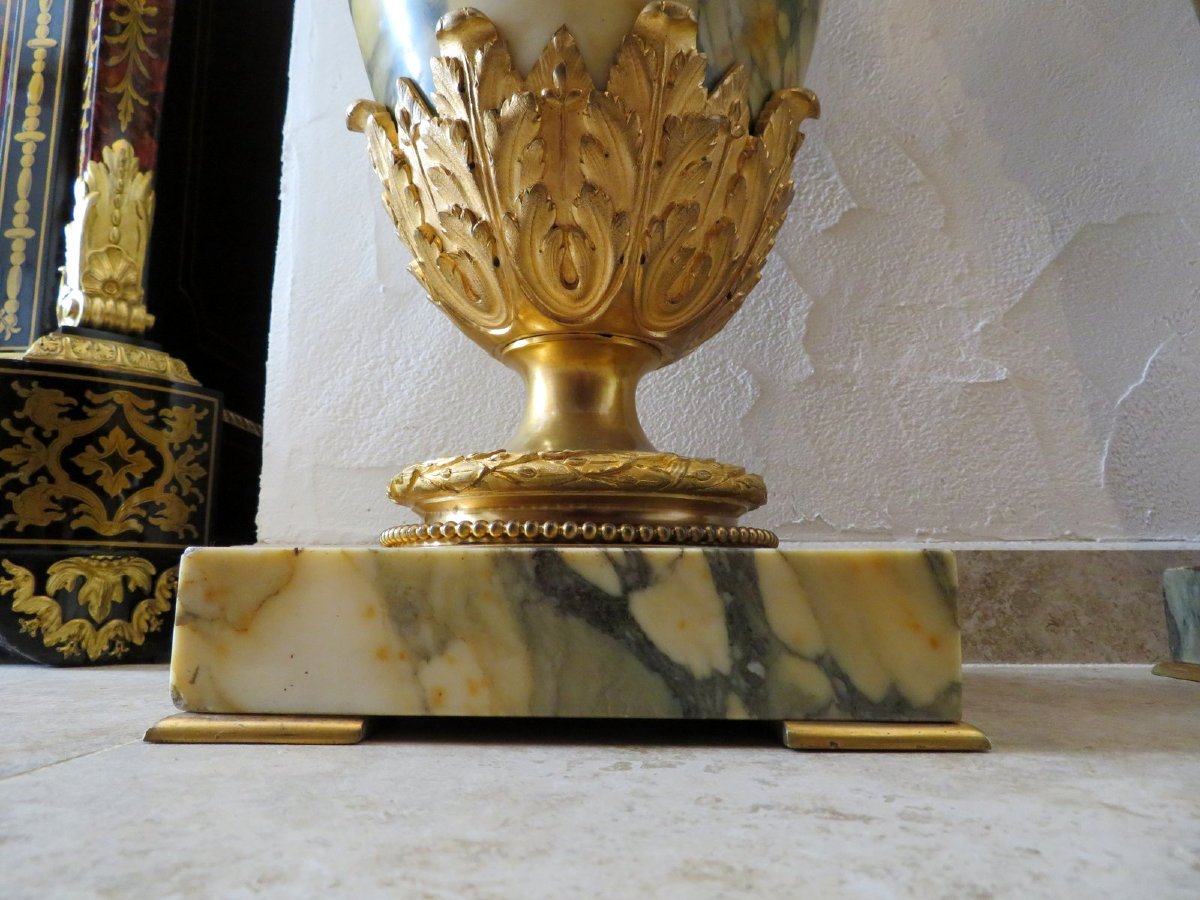  Large Pair Of Pots In Marble Napoleon III Perio 77 Cm-photo-5