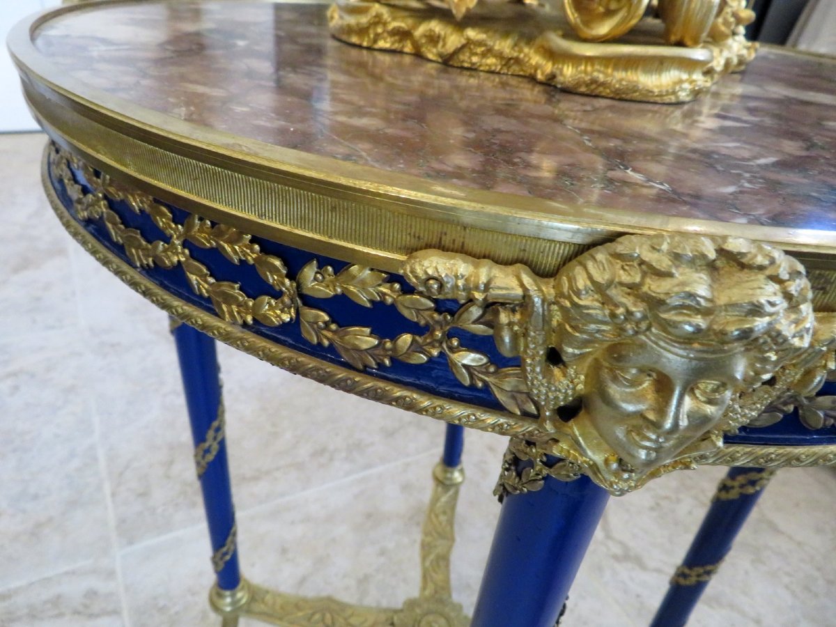 Round Side Table With Marble Top, Napoleon III Period-photo-3
