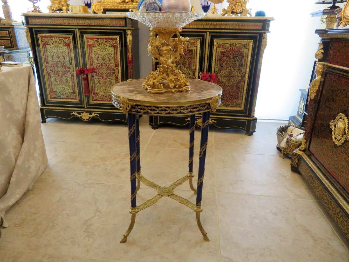 Round Side Table With Marble Top, Napoleon III Period-photo-1