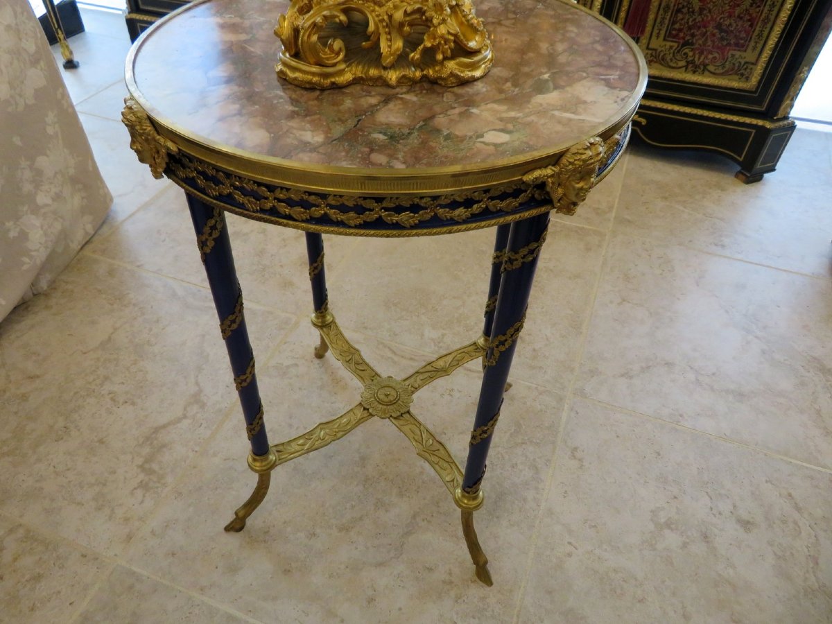 Round Side Table With Marble Top, Napoleon III Period-photo-2