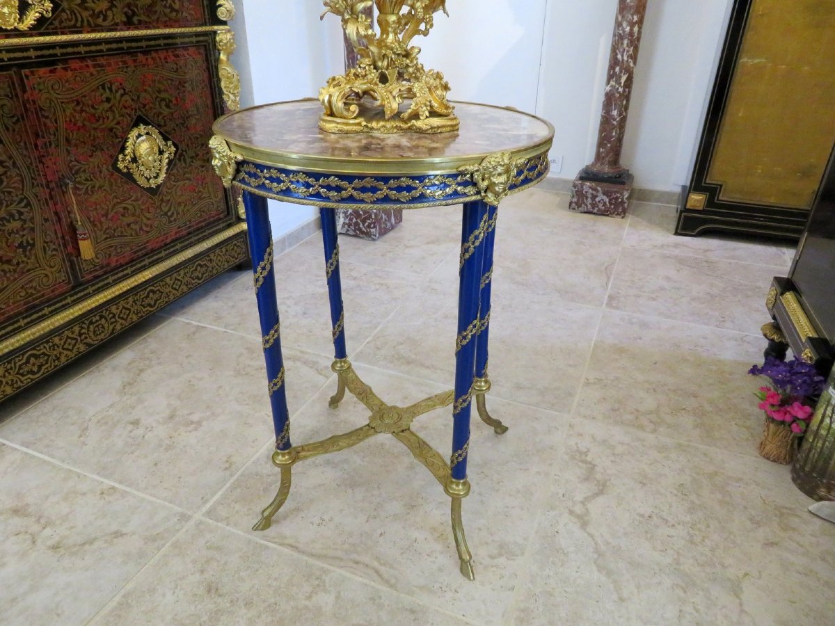 Round Side Table With Marble Top, Napoleon III Period-photo-3