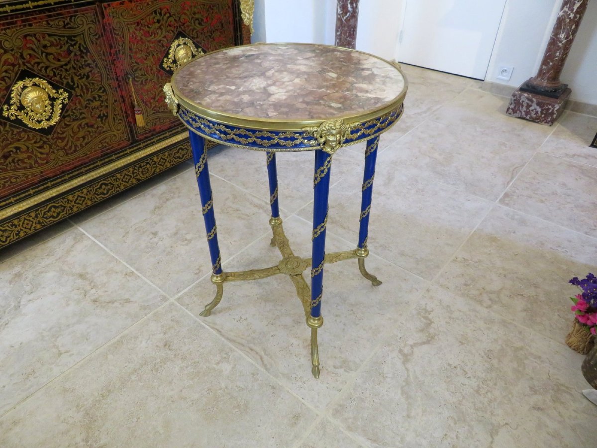 Round Side Table With Marble Top, Napoleon III Period-photo-8