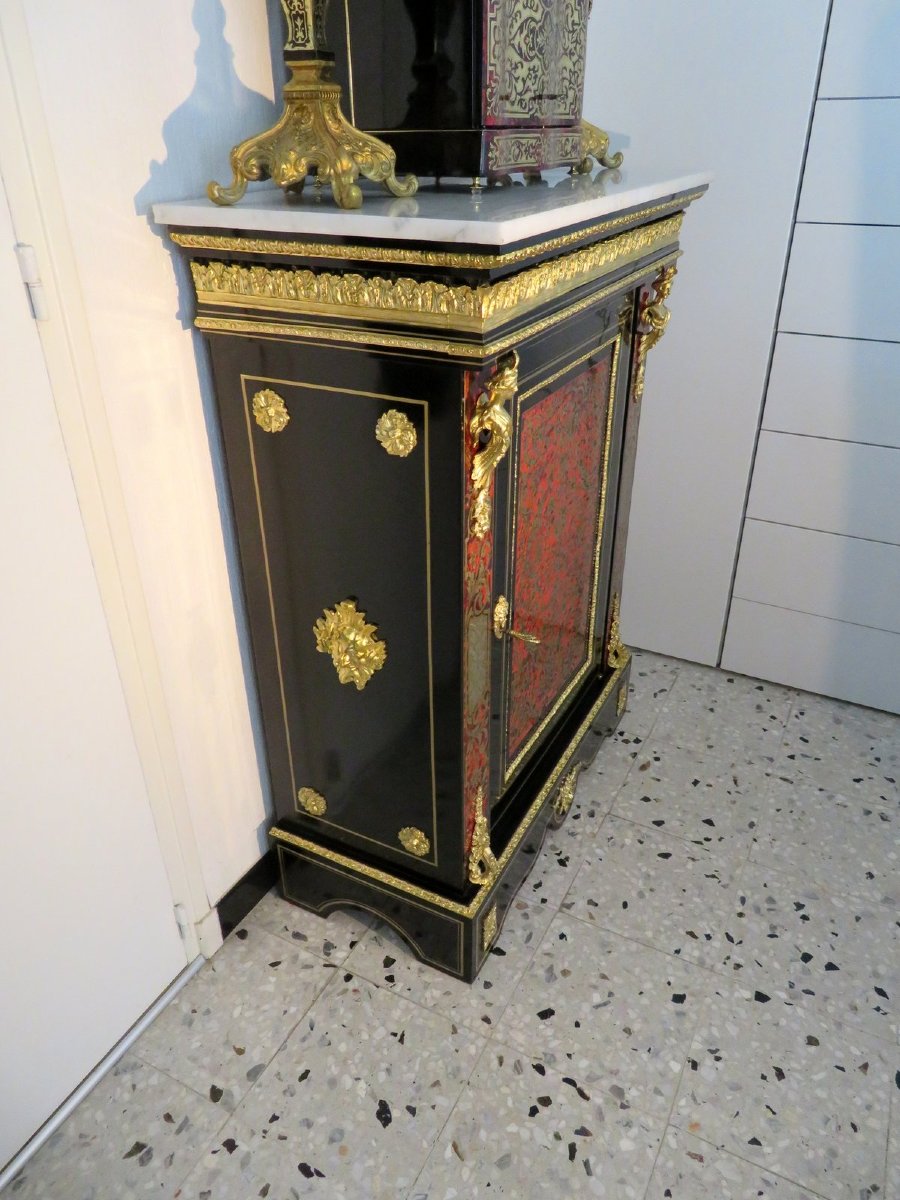 Cabinet 1 Door In Boulle Marquetry   Napoleon III Period-photo-4