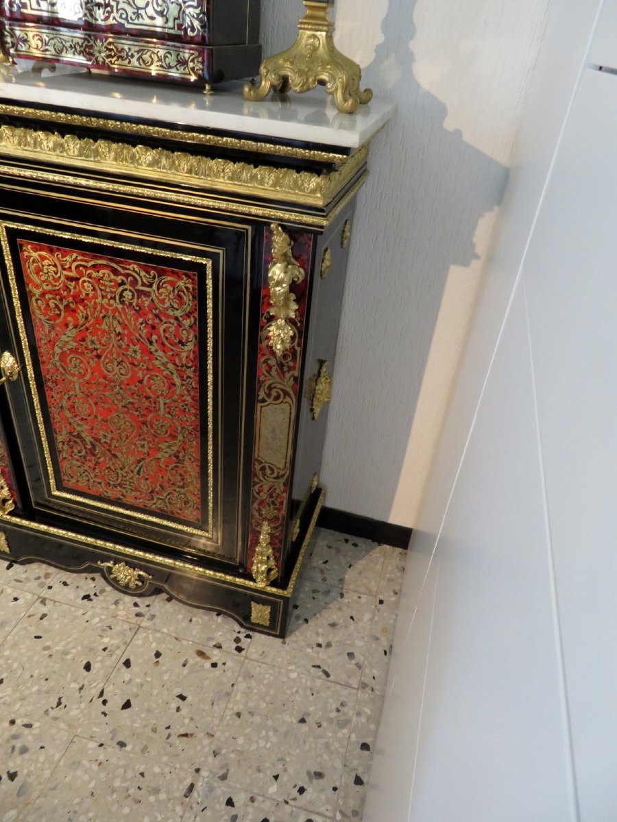 Cabinet 1 Door In Boulle Marquetry   Napoleon III Period-photo-2
