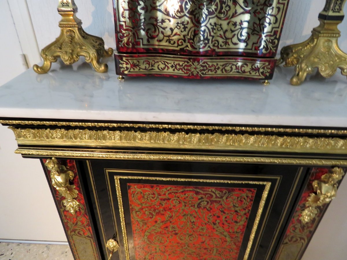 Cabinet 1 Door In Boulle Marquetry   Napoleon III Period-photo-6