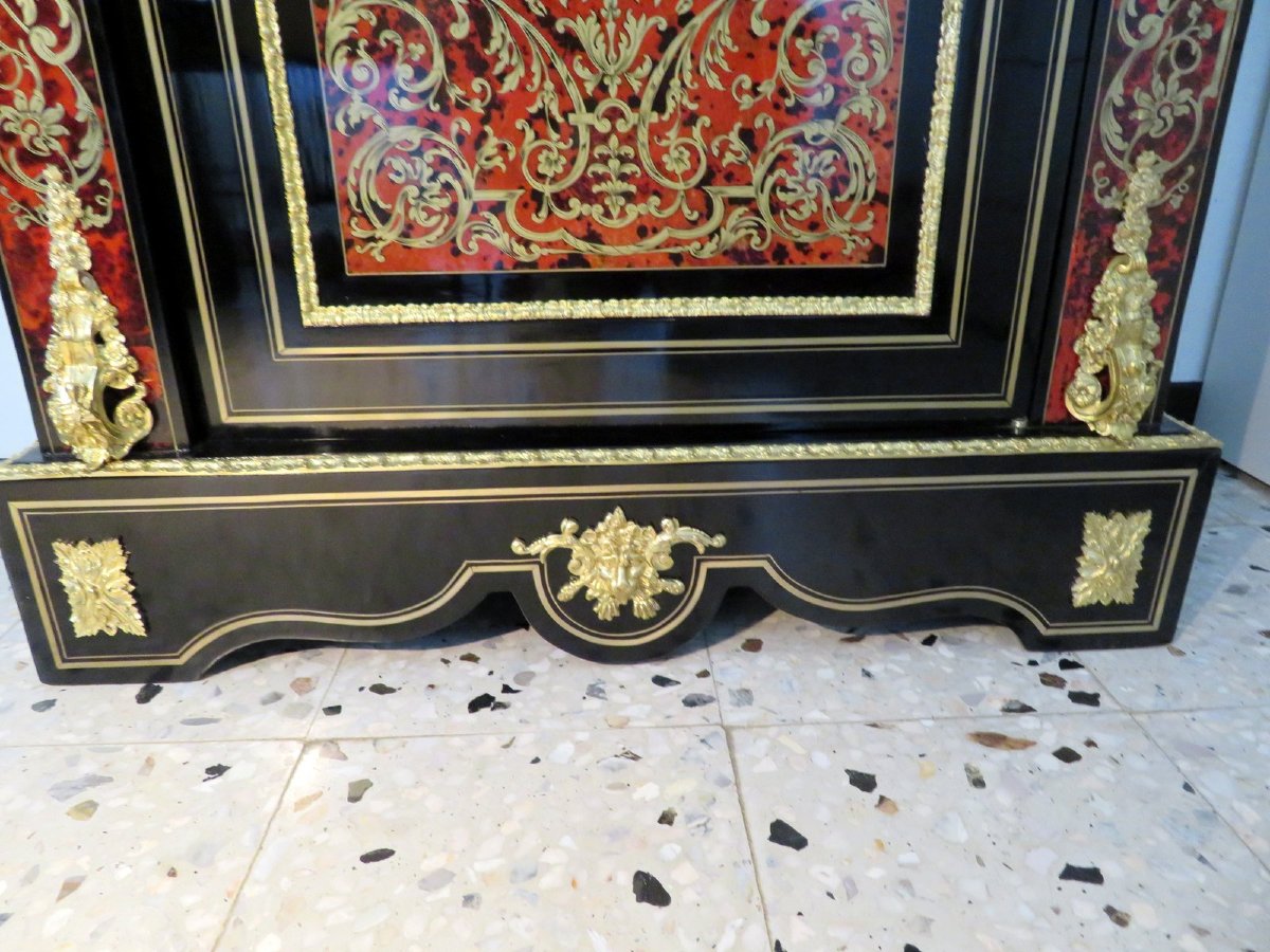 Cabinet 1 Door In Boulle Marquetry   Napoleon III Period-photo-7