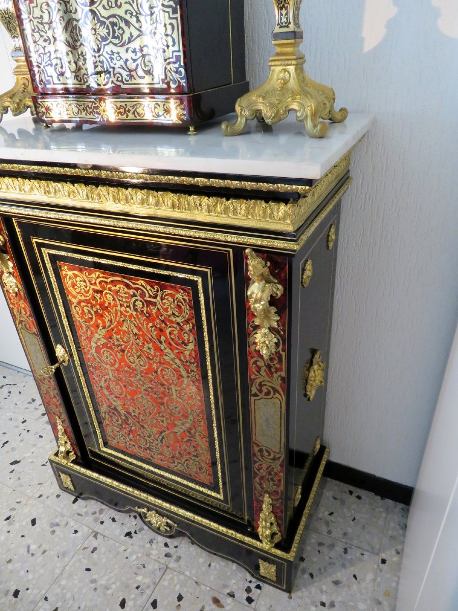 Cabinet 1 Door In Boulle Marquetry   Napoleon III Period-photo-8