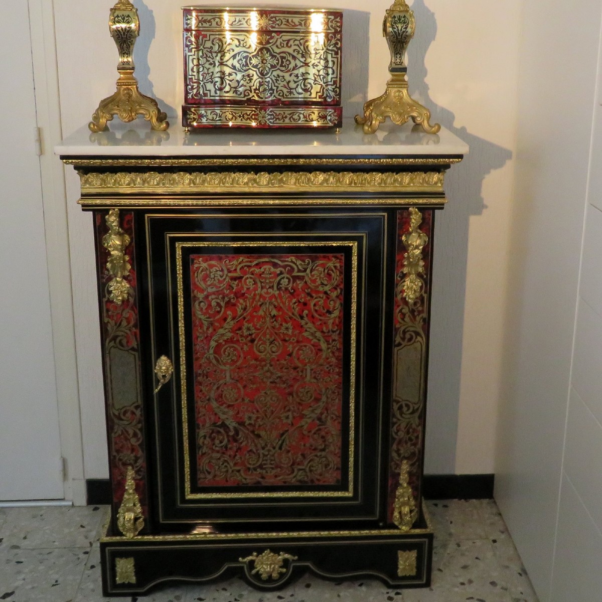 Cabinet 1 Door In Boulle Marquetry   Napoleon III Period
