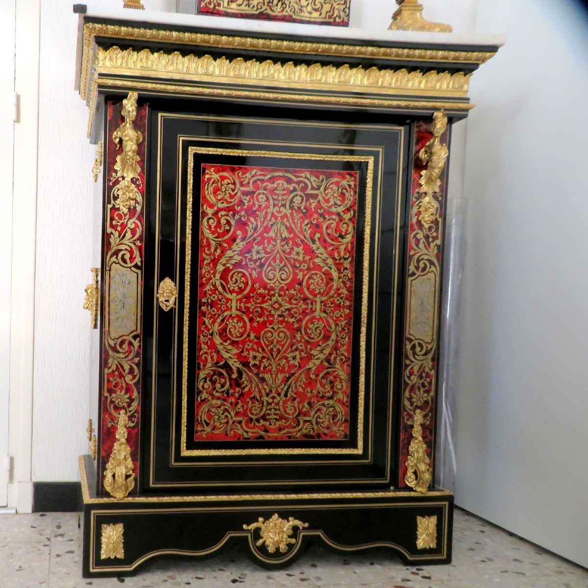 Cabinet 1 Door In Boulle Marquetry   Napoleon III Period