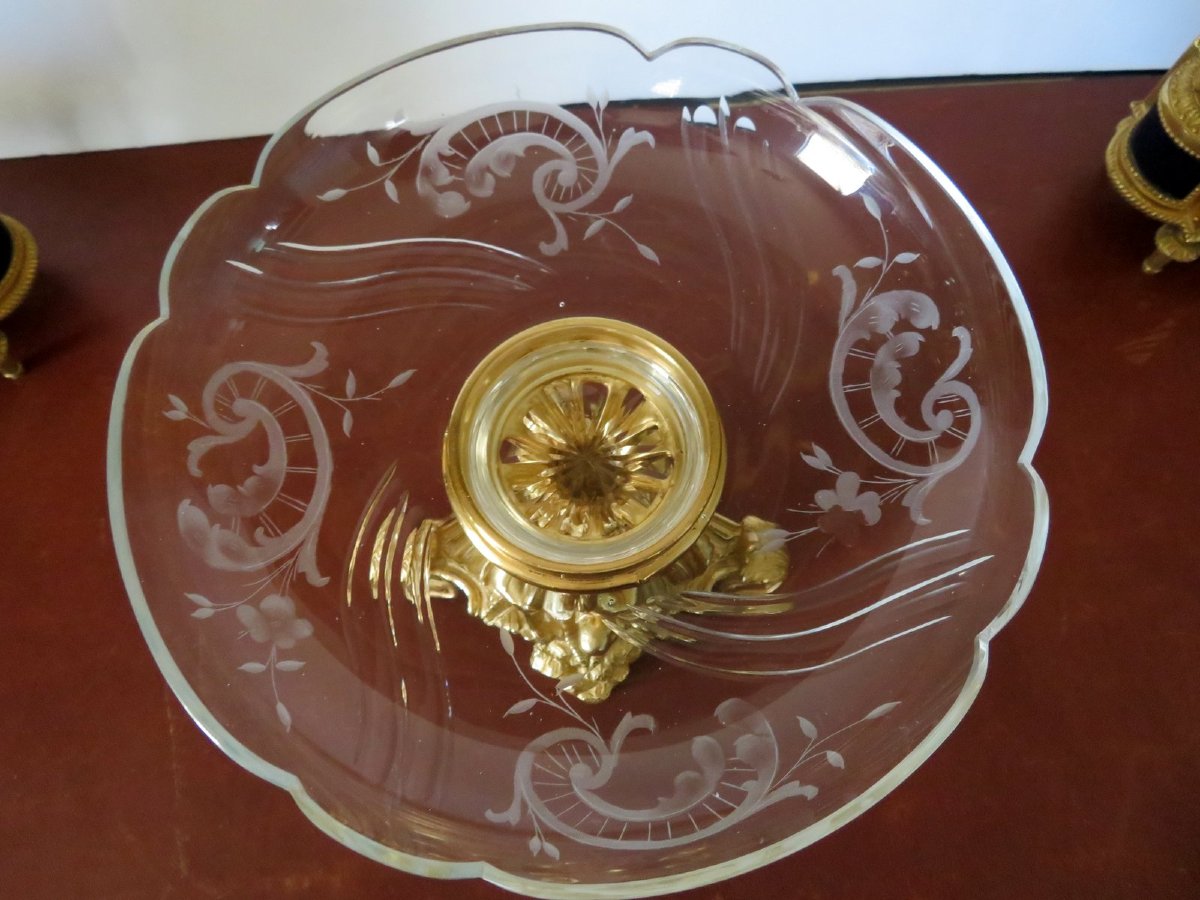 Centre de Table en Bronze doré et cristal ciselé XIXéme-photo-2