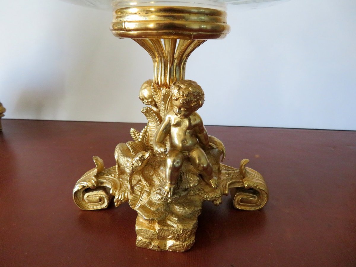Centre de Table en Bronze doré et cristal ciselé XIXéme-photo-3
