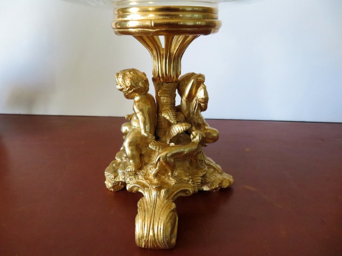 Centre de Table en Bronze doré et cristal ciselé XIXéme-photo-4