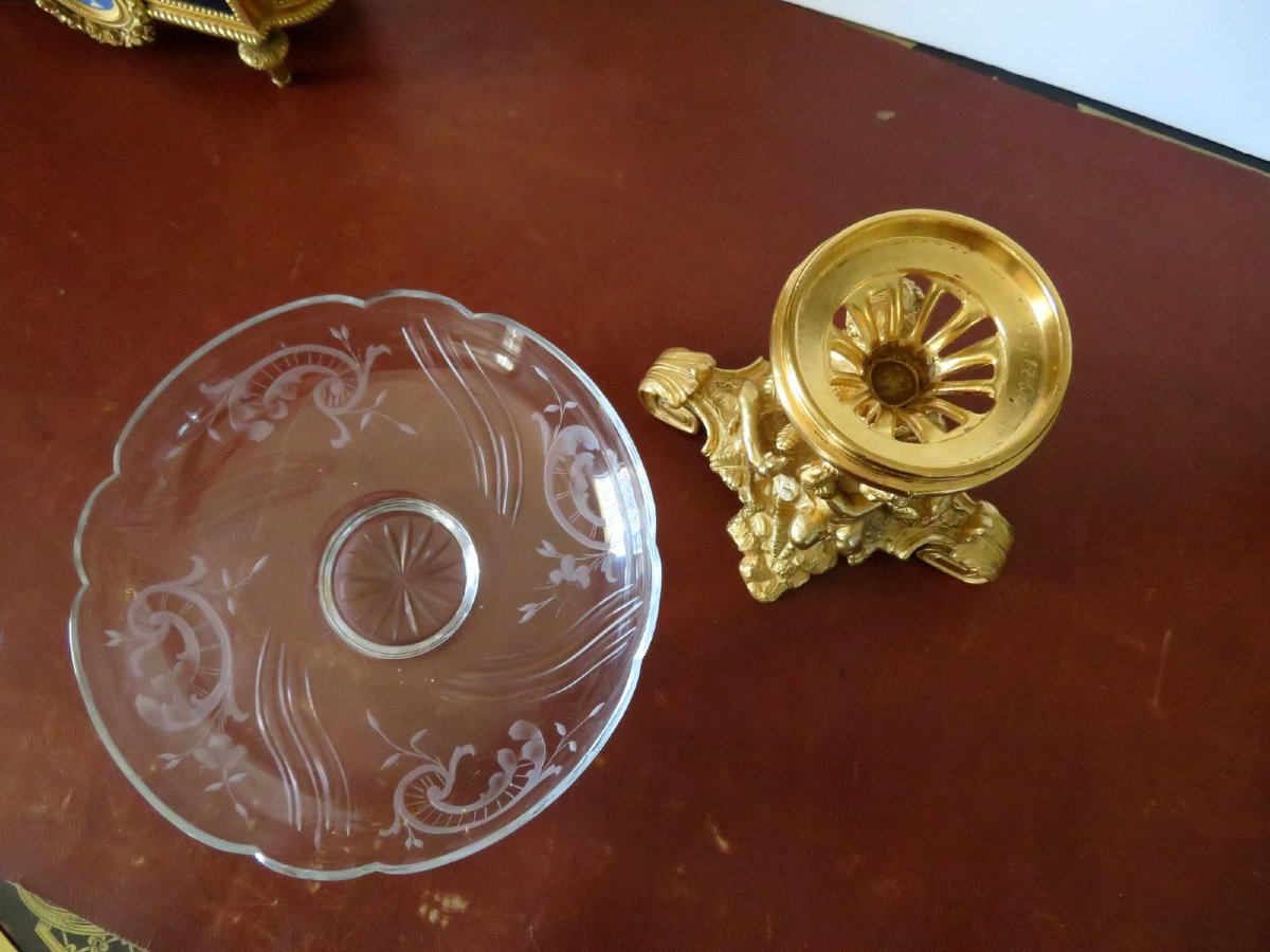 Centre de Table en Bronze doré et cristal ciselé XIXéme-photo-5