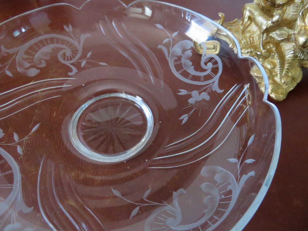 Centre de Table en Bronze doré et cristal ciselé XIXéme-photo-6