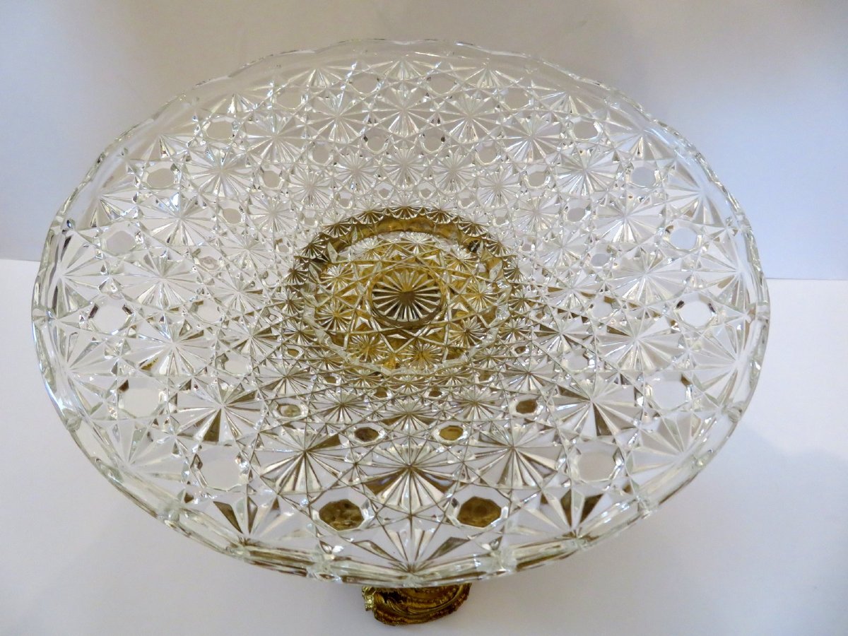  Barbedienne  centre de table en Bronze doré et verre taillé  XIXéme – style Louis XV-photo-3