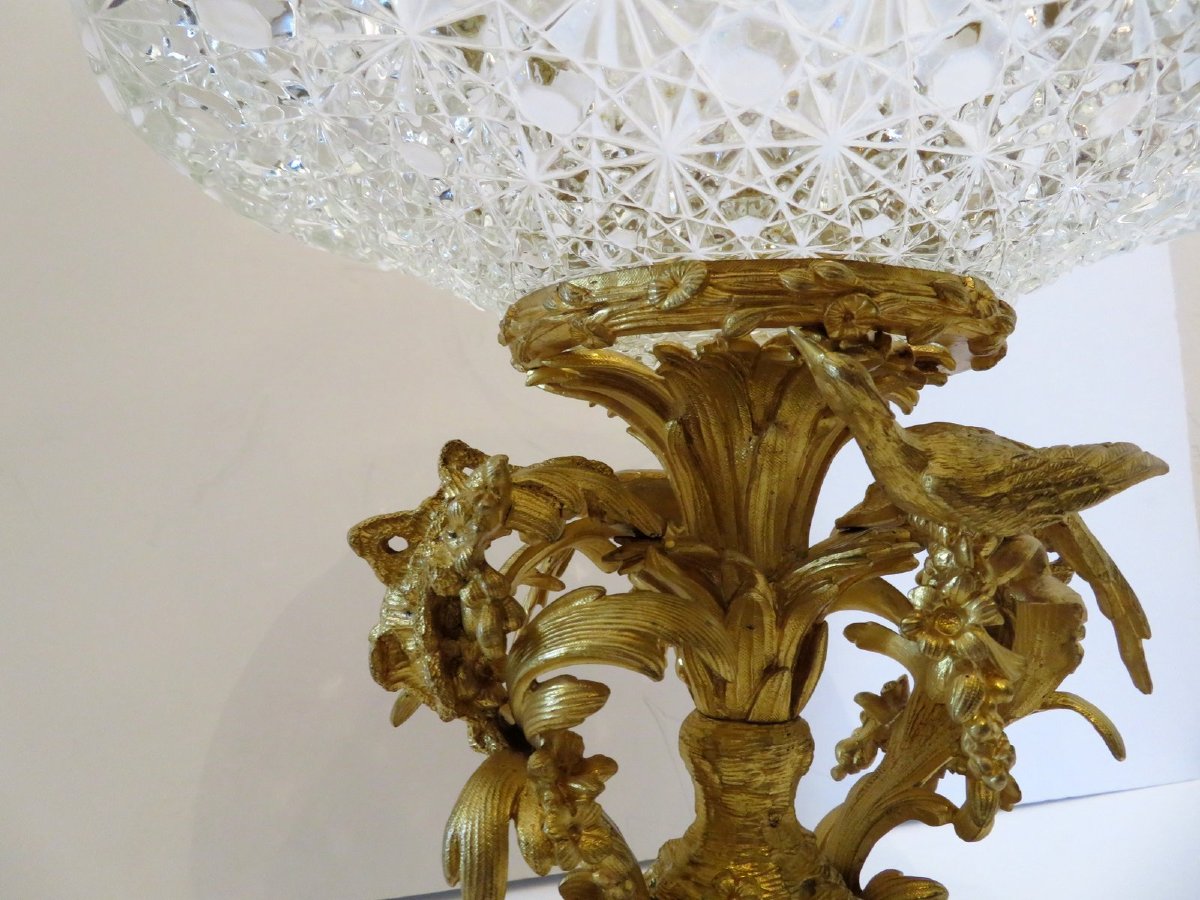  Barbedienne  centre de table en Bronze doré et verre taillé  XIXéme – style Louis XV-photo-5