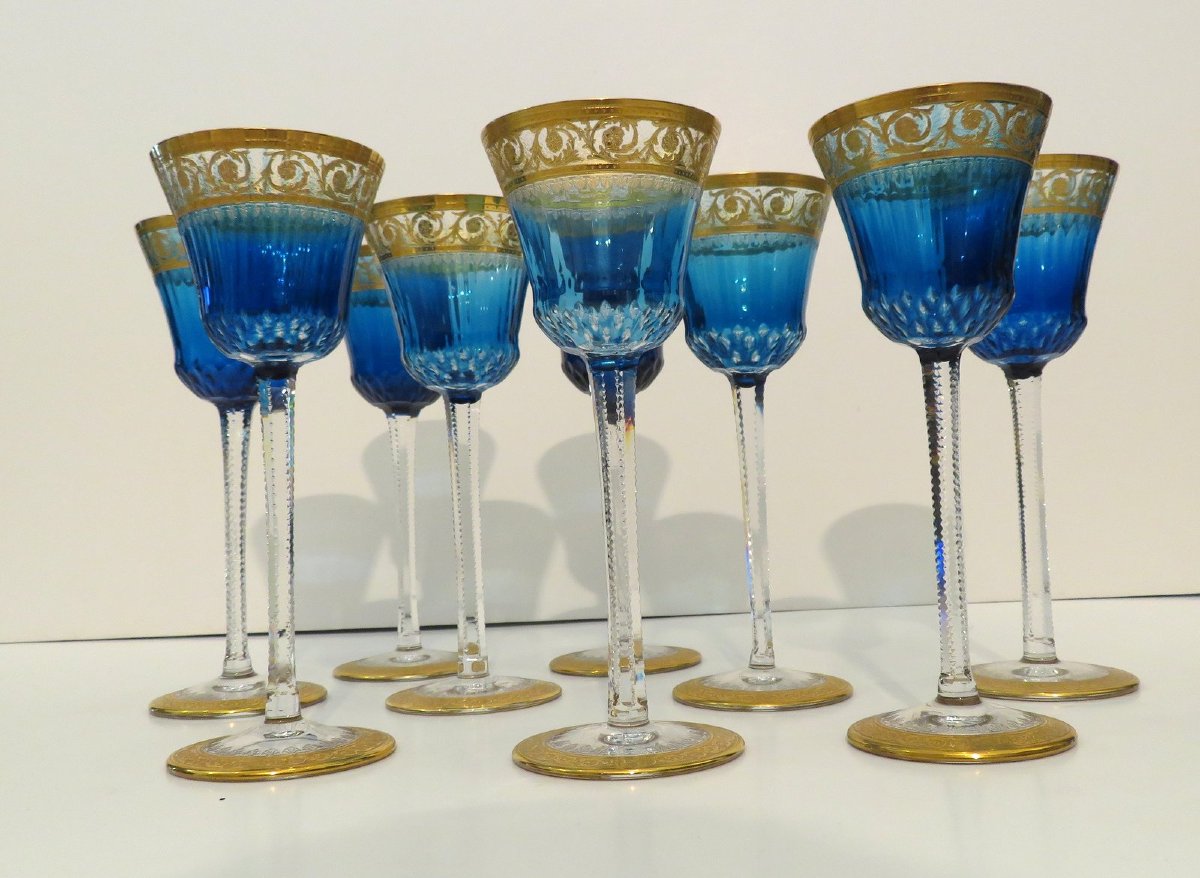 1 Roemer Bleu Clair St Louis Thistle Or Cristal verre à vin du Rhin-photo-2