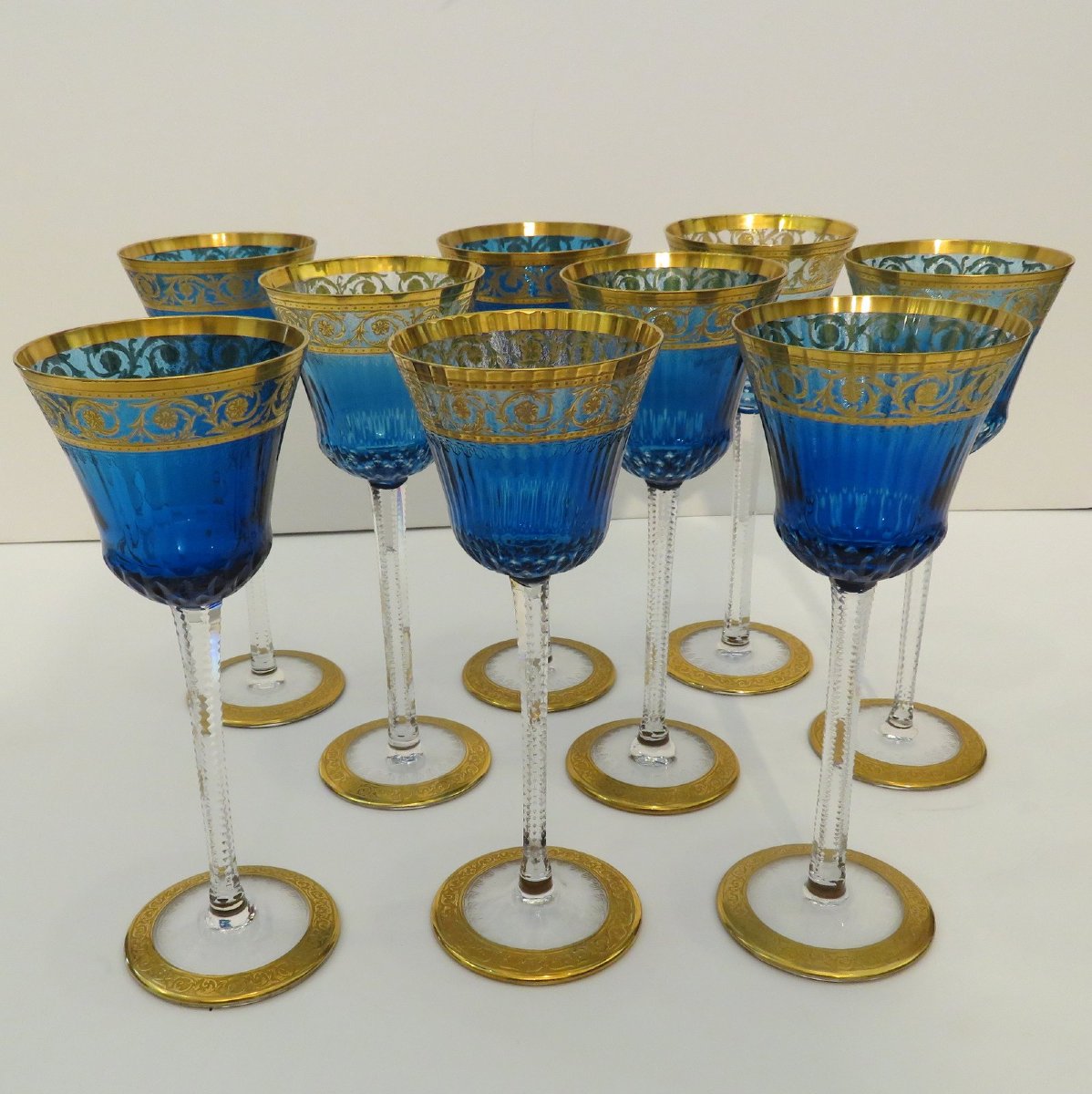 1 Roemer Bleu Clair St Louis Thistle Or Cristal verre à vin du Rhin-photo-8