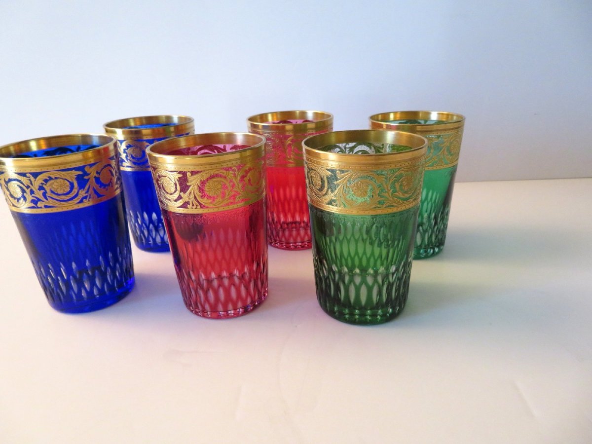 6 Gobelets à thé couleur St Louis Thistle Or Cristal-photo-3