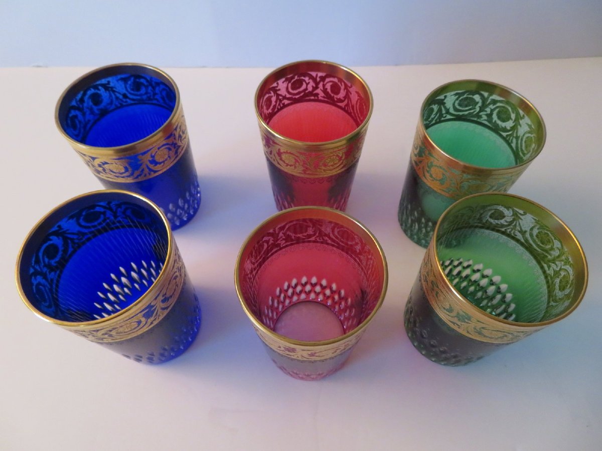 6 Gobelets à thé couleur St Louis Thistle Or Cristal-photo-1