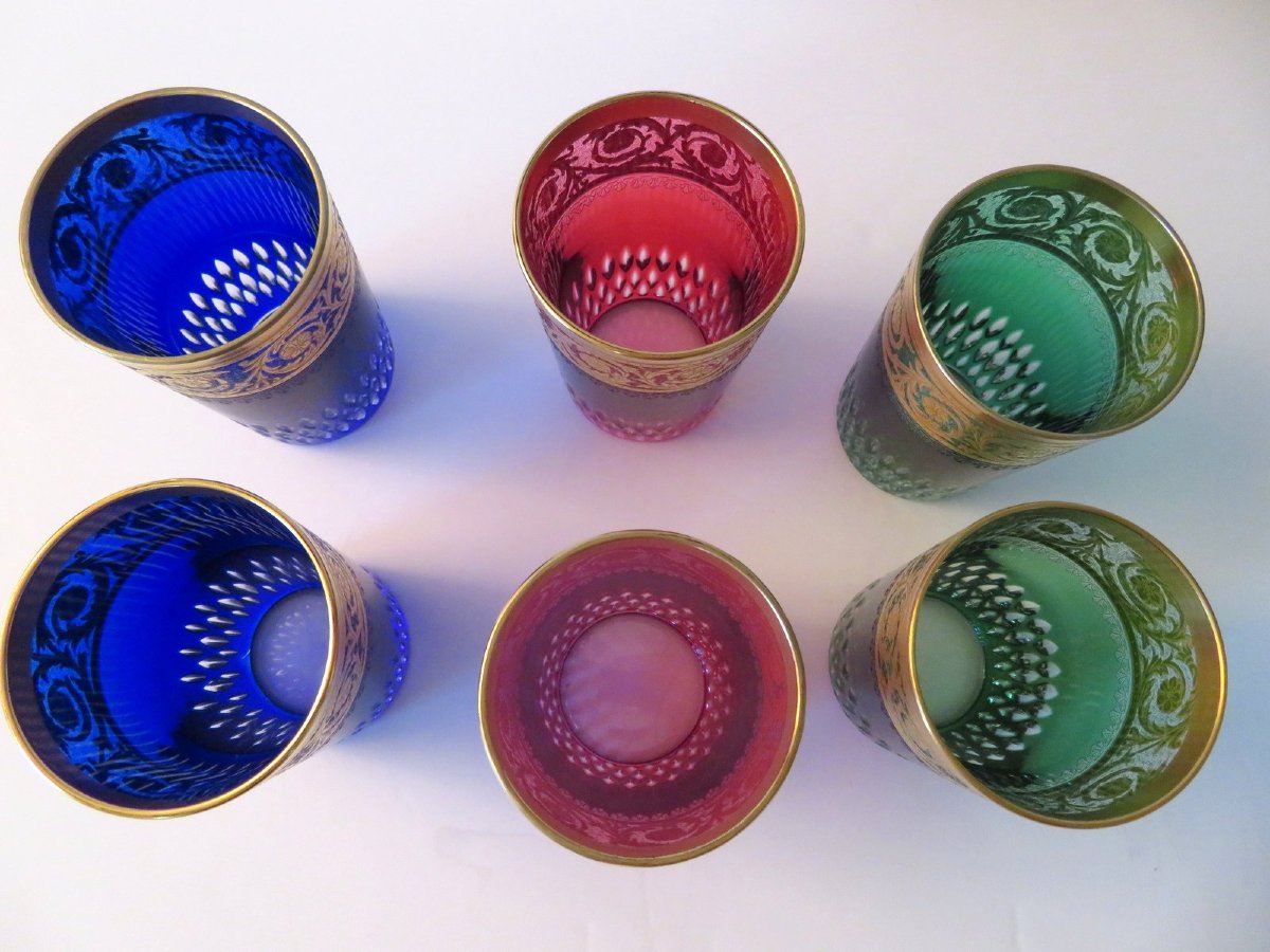 6 Gobelets à thé couleur St Louis Thistle Or Cristal-photo-2