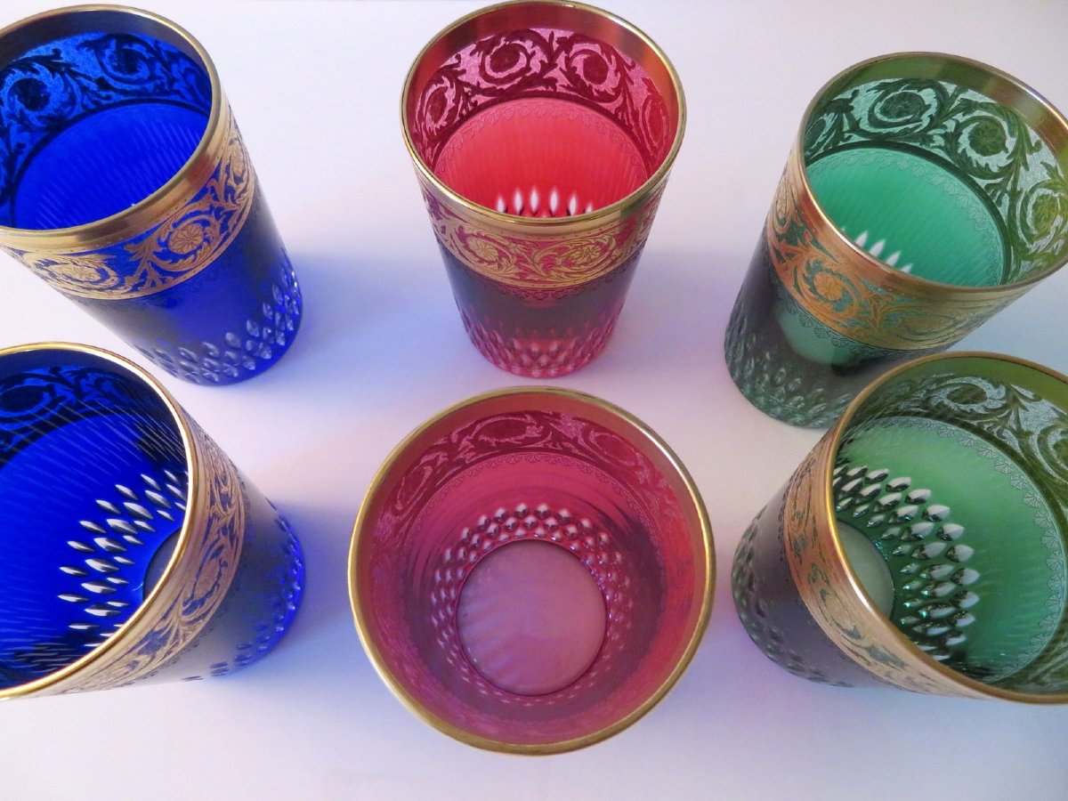 6 Gobelets à thé couleur St Louis Thistle Or Cristal-photo-3