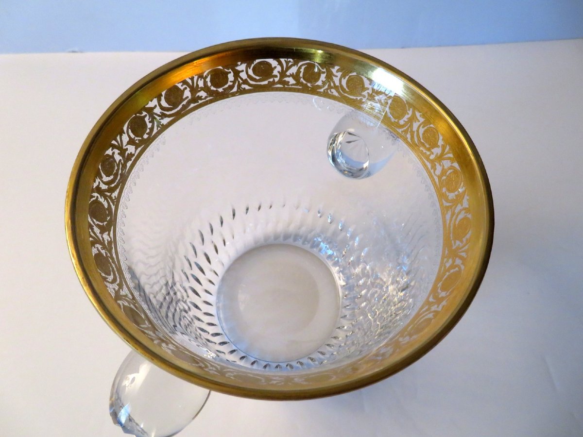 Antique Saint Louis Thistle Gold Crystal Ice Bucket France-photo-3