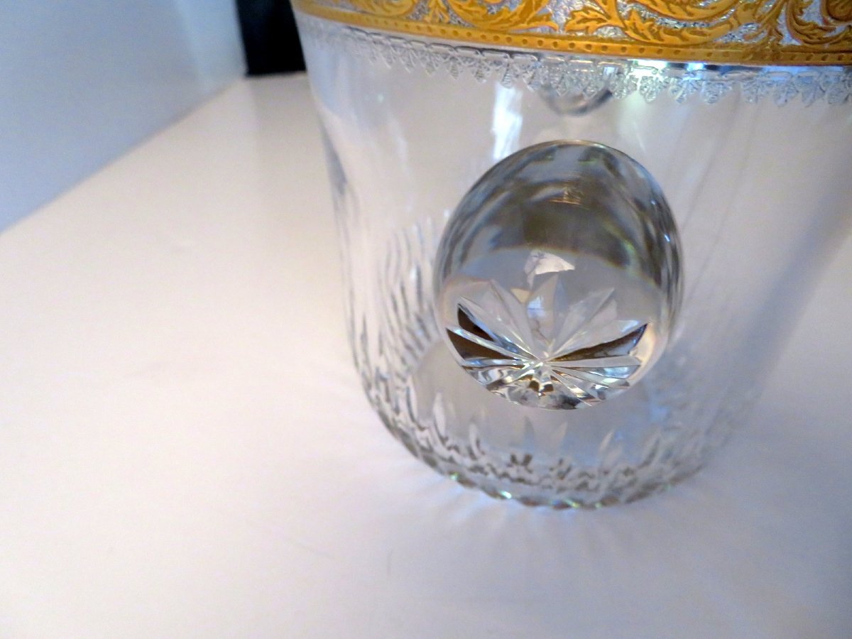 Antique Saint Louis Thistle Gold Crystal Ice Bucket France-photo-4