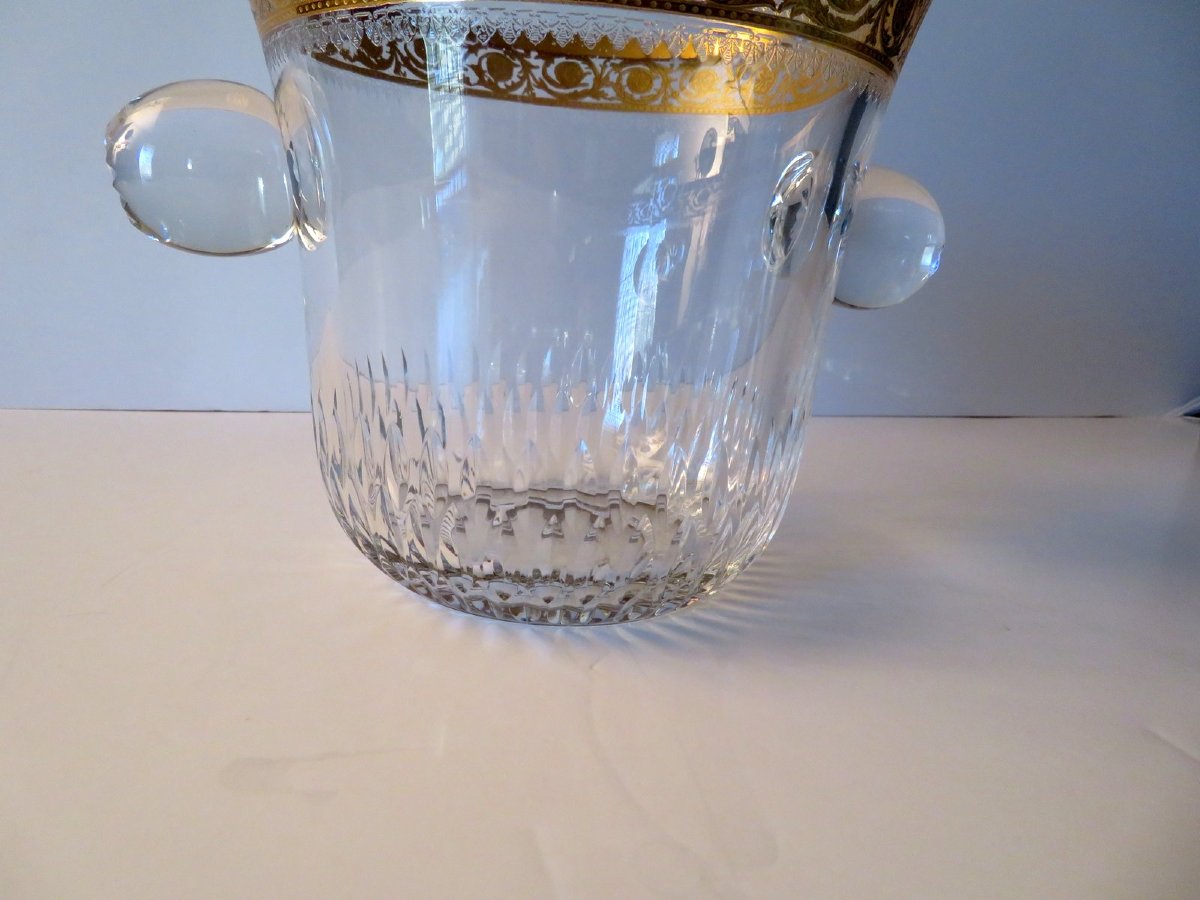 Antique Saint Louis Thistle Gold Crystal Ice Bucket France-photo-2