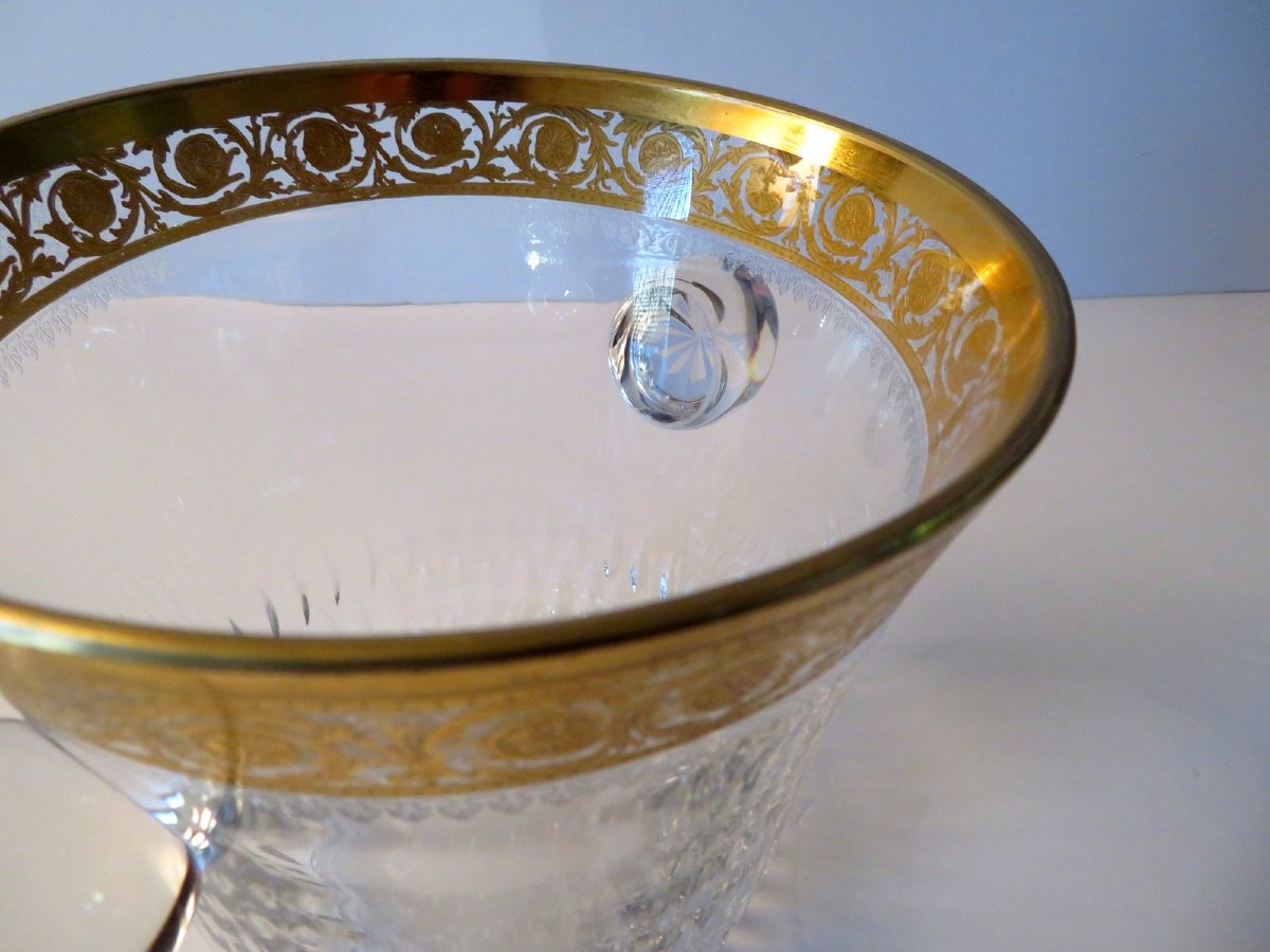 Antique Saint Louis Thistle Gold Crystal Ice Bucket France-photo-4