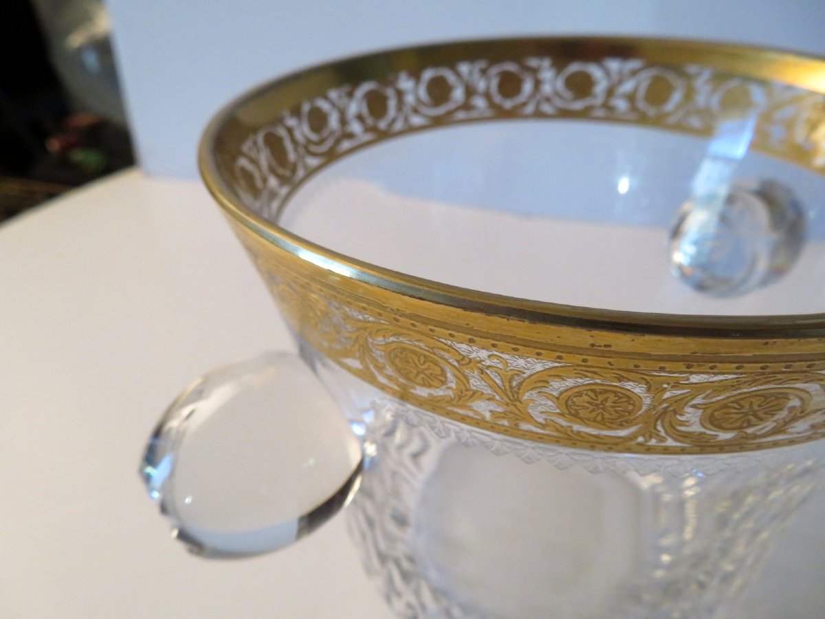 Antique Saint Louis Thistle Gold Crystal Ice Bucket France-photo-5