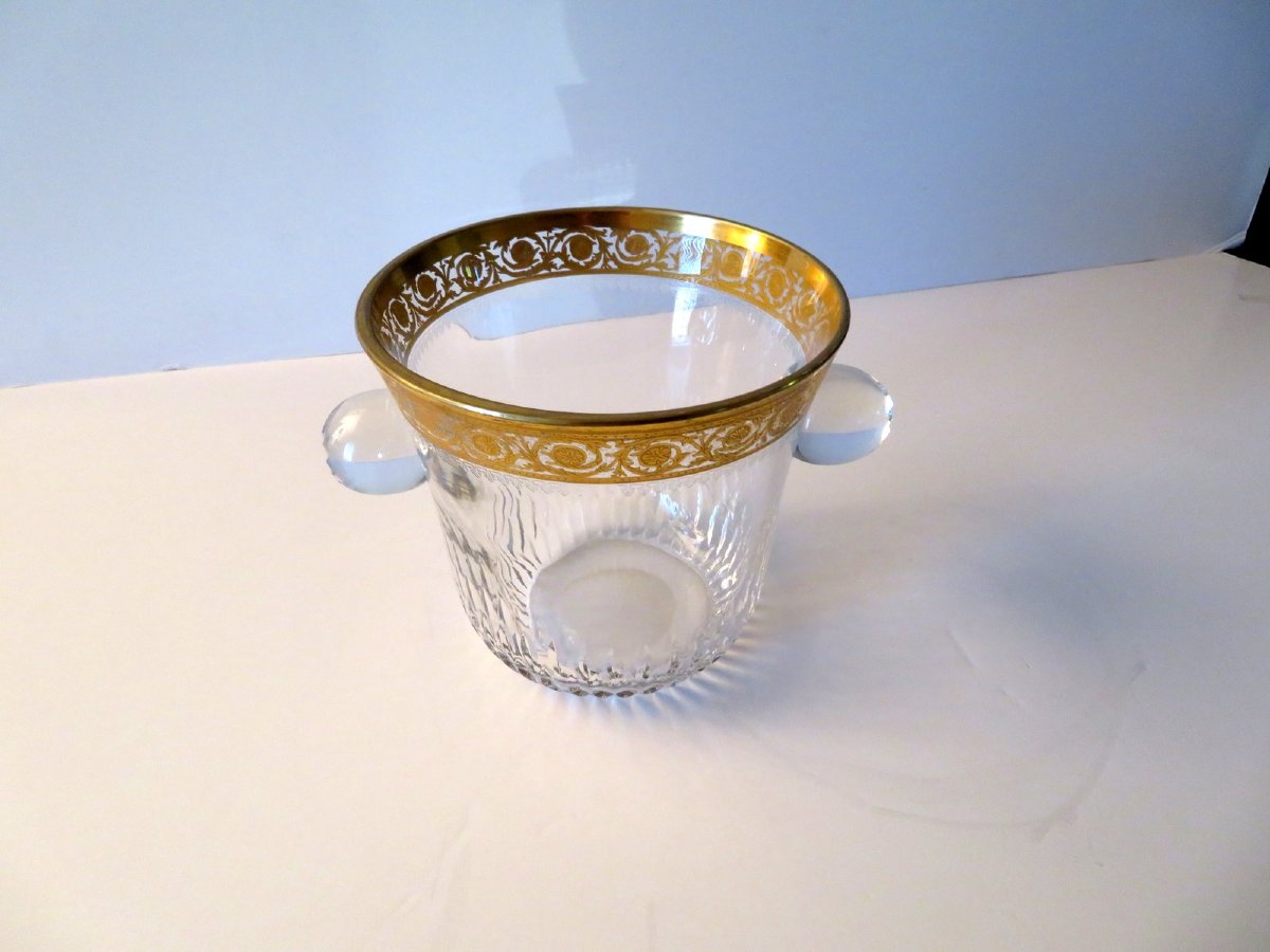 Antique Saint Louis Thistle Gold Crystal Ice Bucket France-photo-7