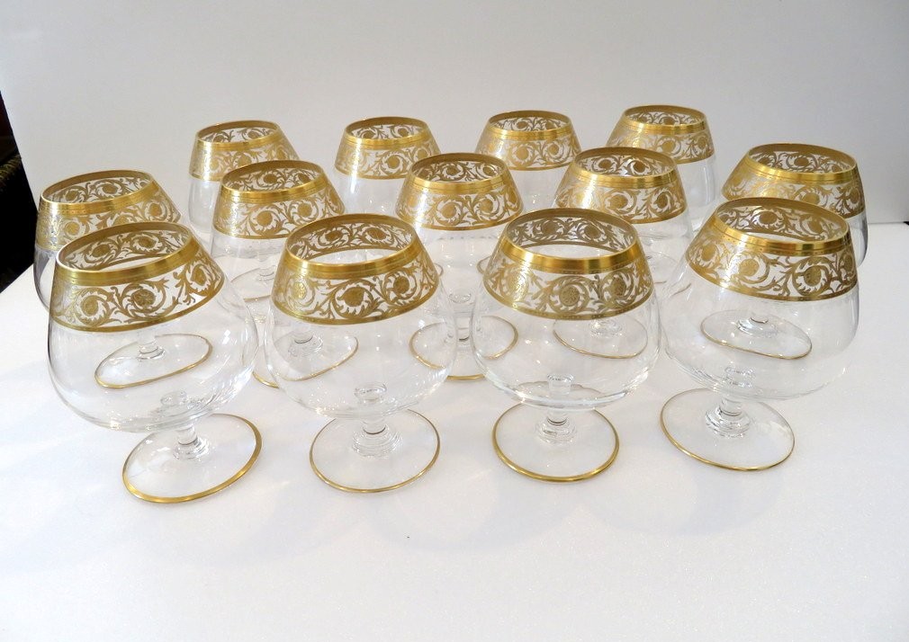 1 Grand Verre à Déguster en Saint Louis Thistle Or Cristal-photo-2