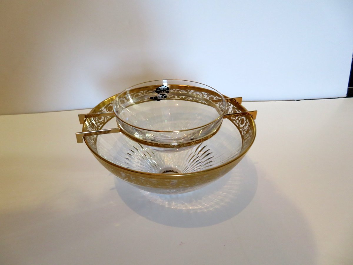 Saint Louis Thistle Gold Crystal Caviar Service Signed-photo-2