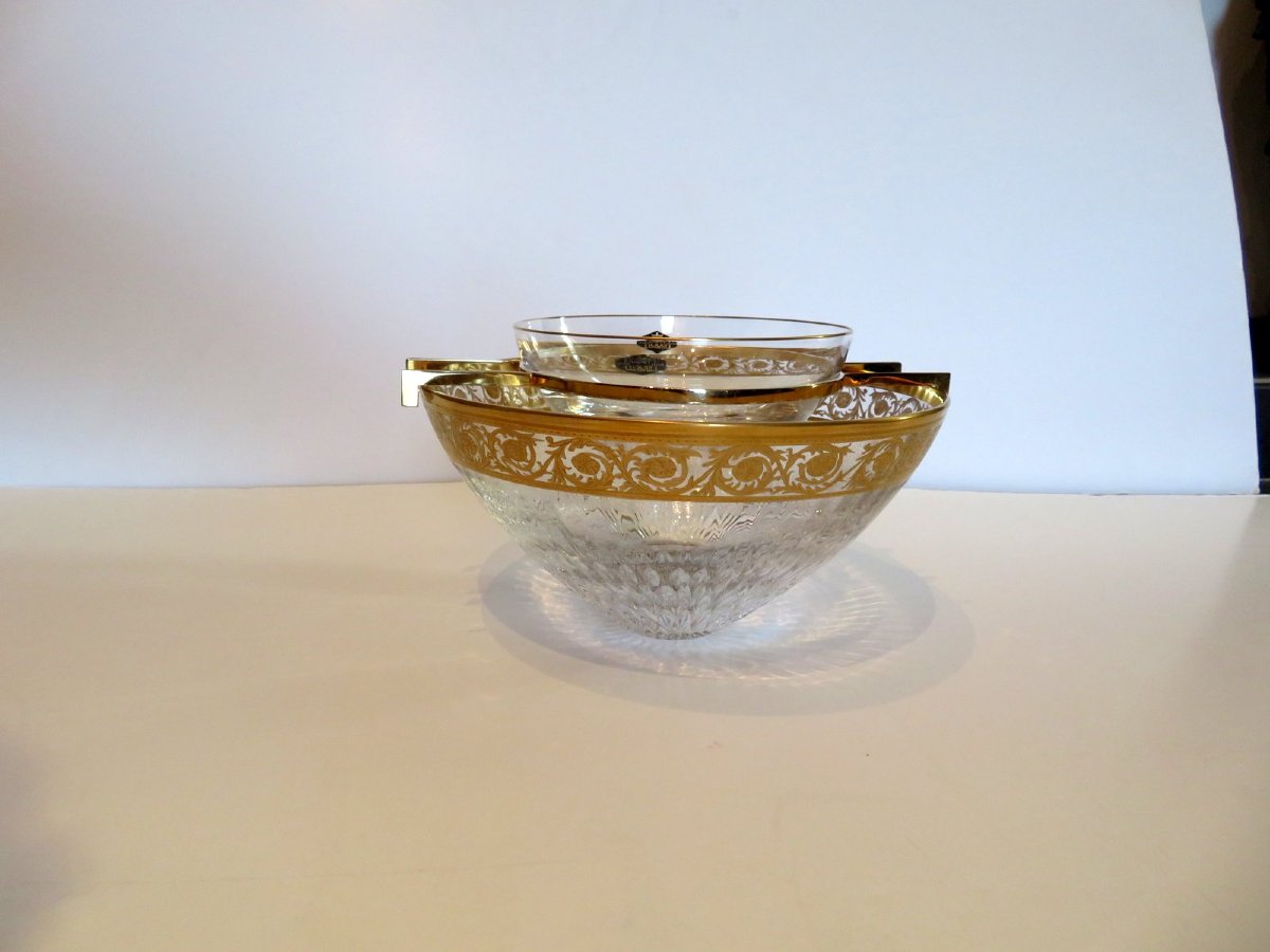 Saint Louis Thistle Gold Crystal Caviar Service Signed-photo-1