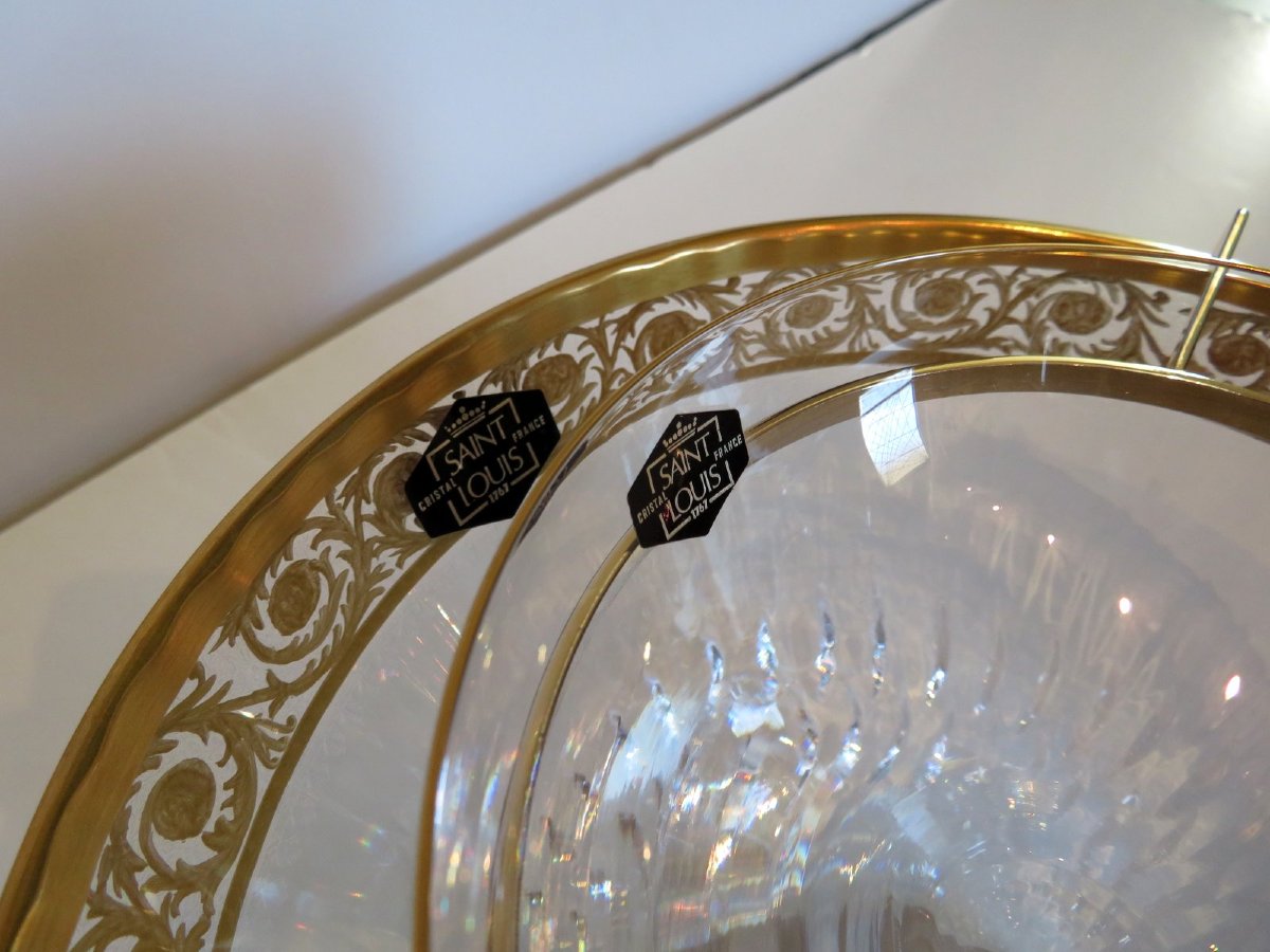 Saint Louis Thistle Gold Crystal Caviar Service Signed-photo-5