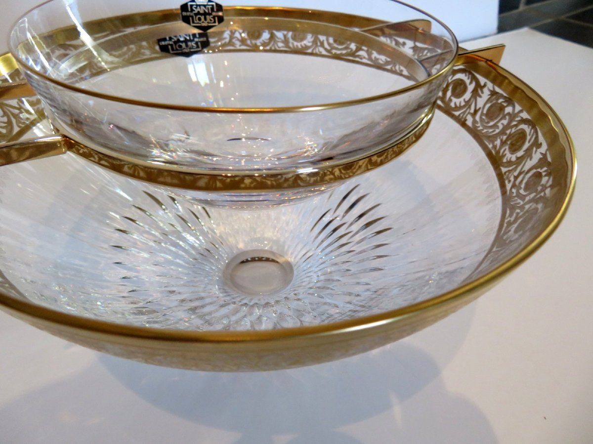 Saint Louis Thistle Gold Crystal Caviar Service Signed-photo-6